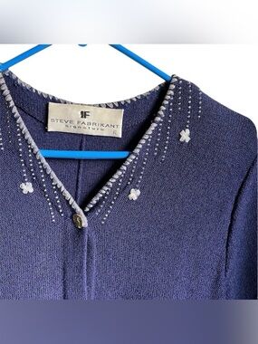 Vintage Steve Fabrikant Sweater Dress Blue Wool Blend Knit Large